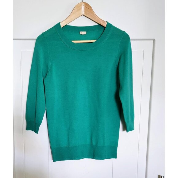 J Crew Short Sleeved Merino Wool Sweater in Aqua XS US - Picture 1 of 2